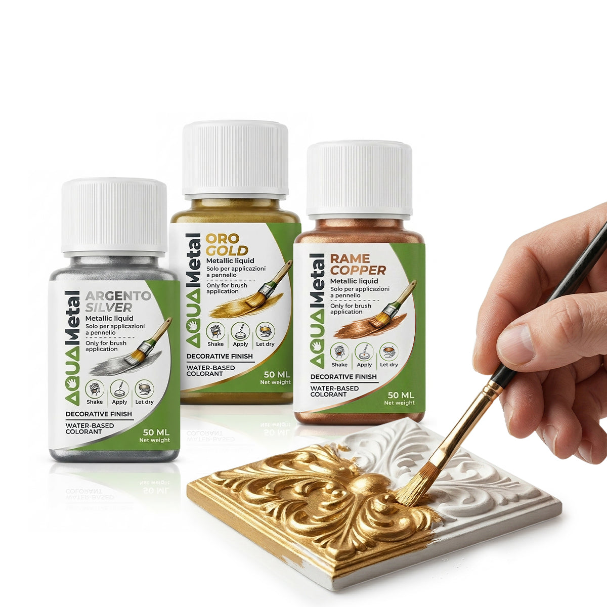 Aqua Metal – Liquid metallic color for decorating Aqua Resin with a brush