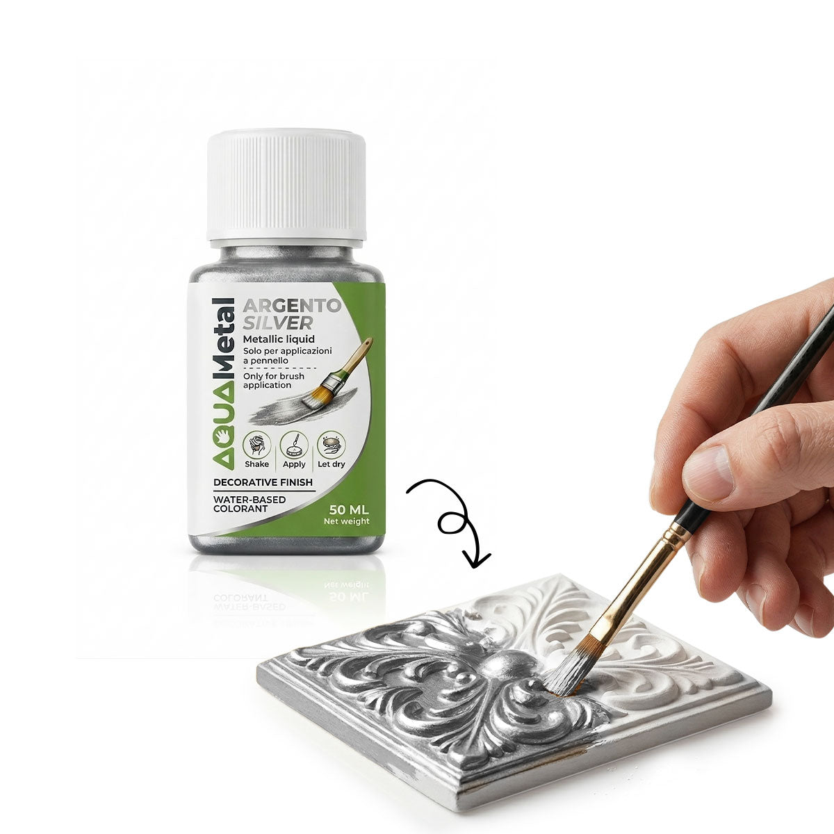 Aqua Metal – Liquid metallic color for decorating Aqua Resin with a brush