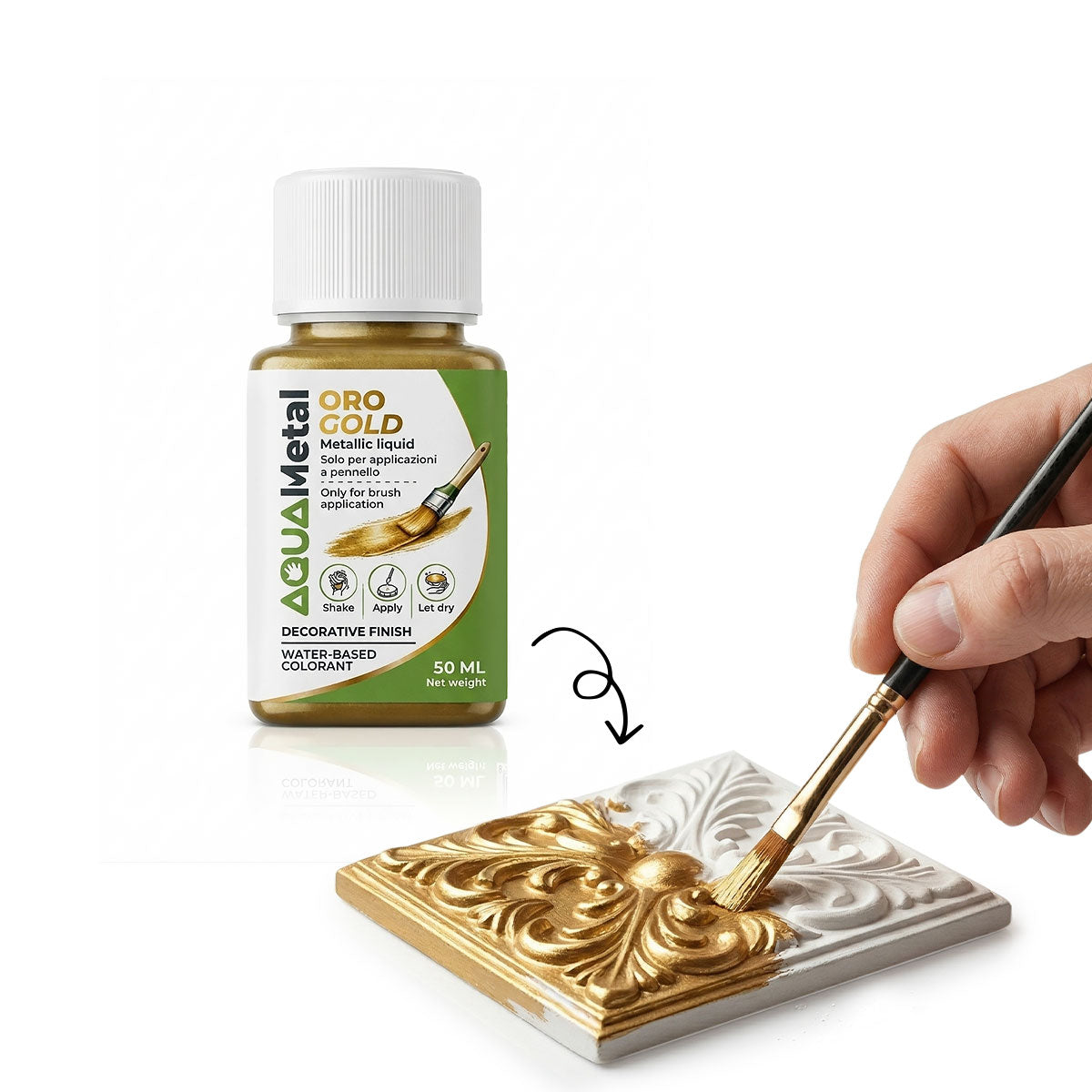 Aqua Metal – Liquid metallic color for decorating Aqua Resin with a brush