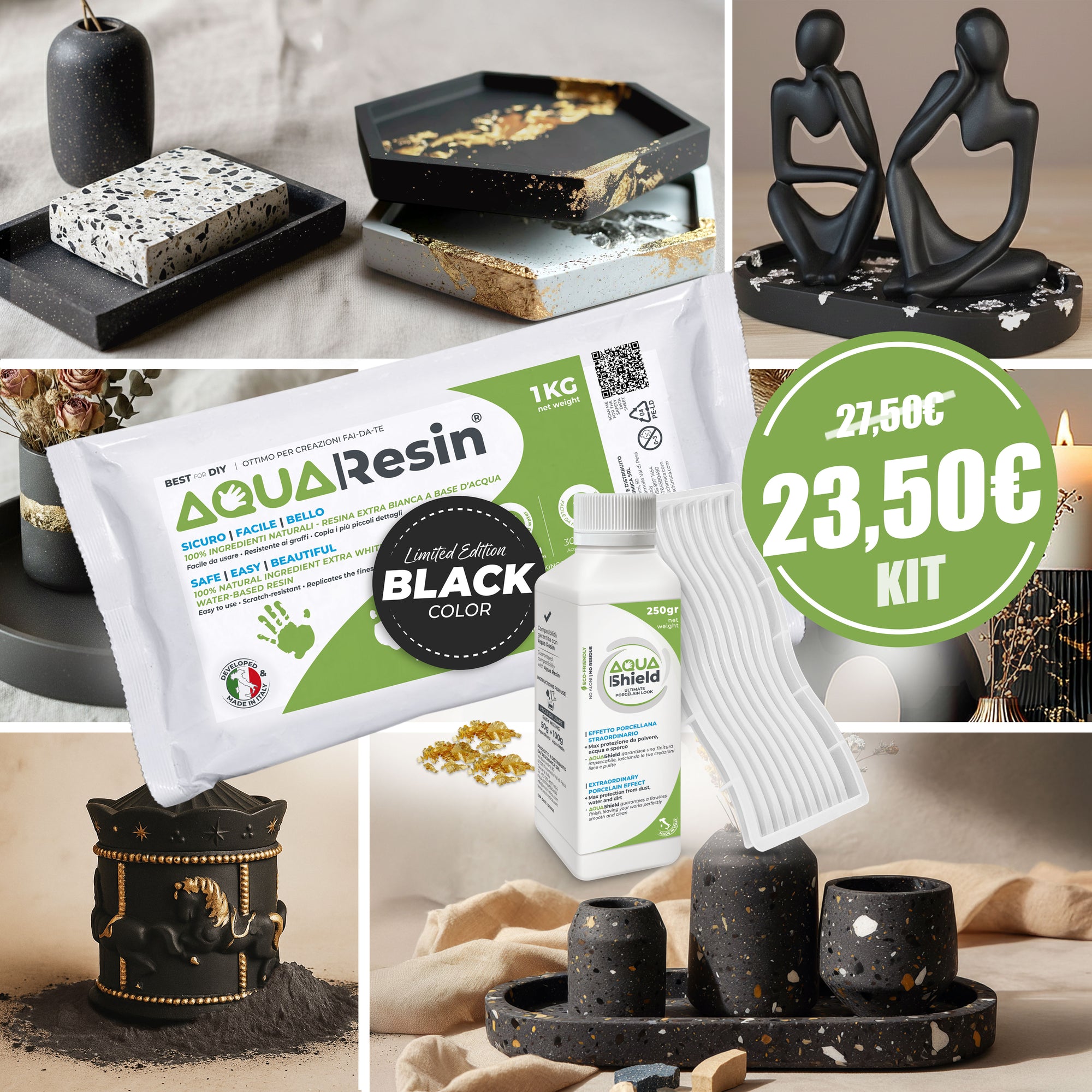 Aqua Resin Black Box – Black creative kit with a design-effect finish