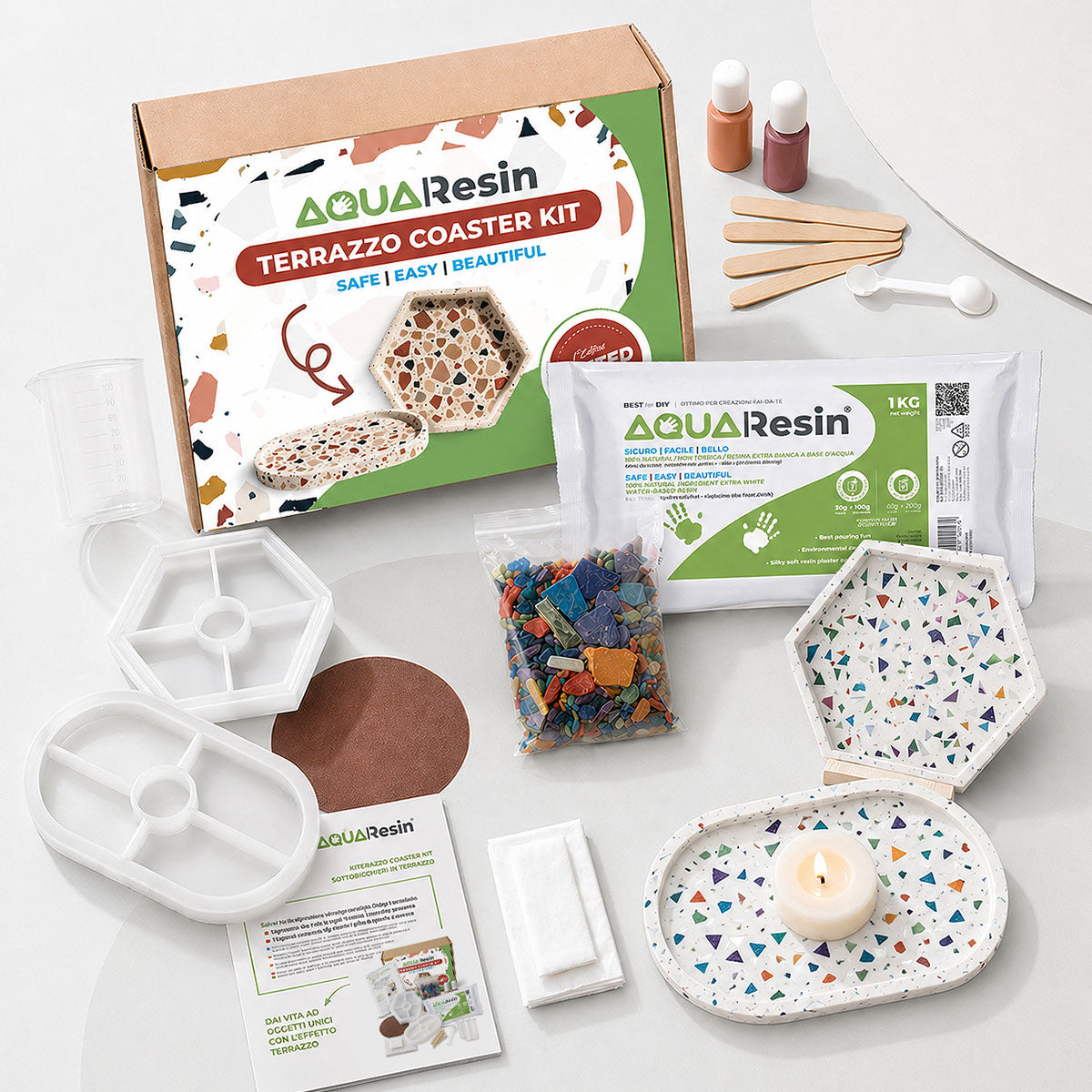 Aqua Kit Terrazzo [Carrara White]: Pop Design and Brightness with Colored Chips