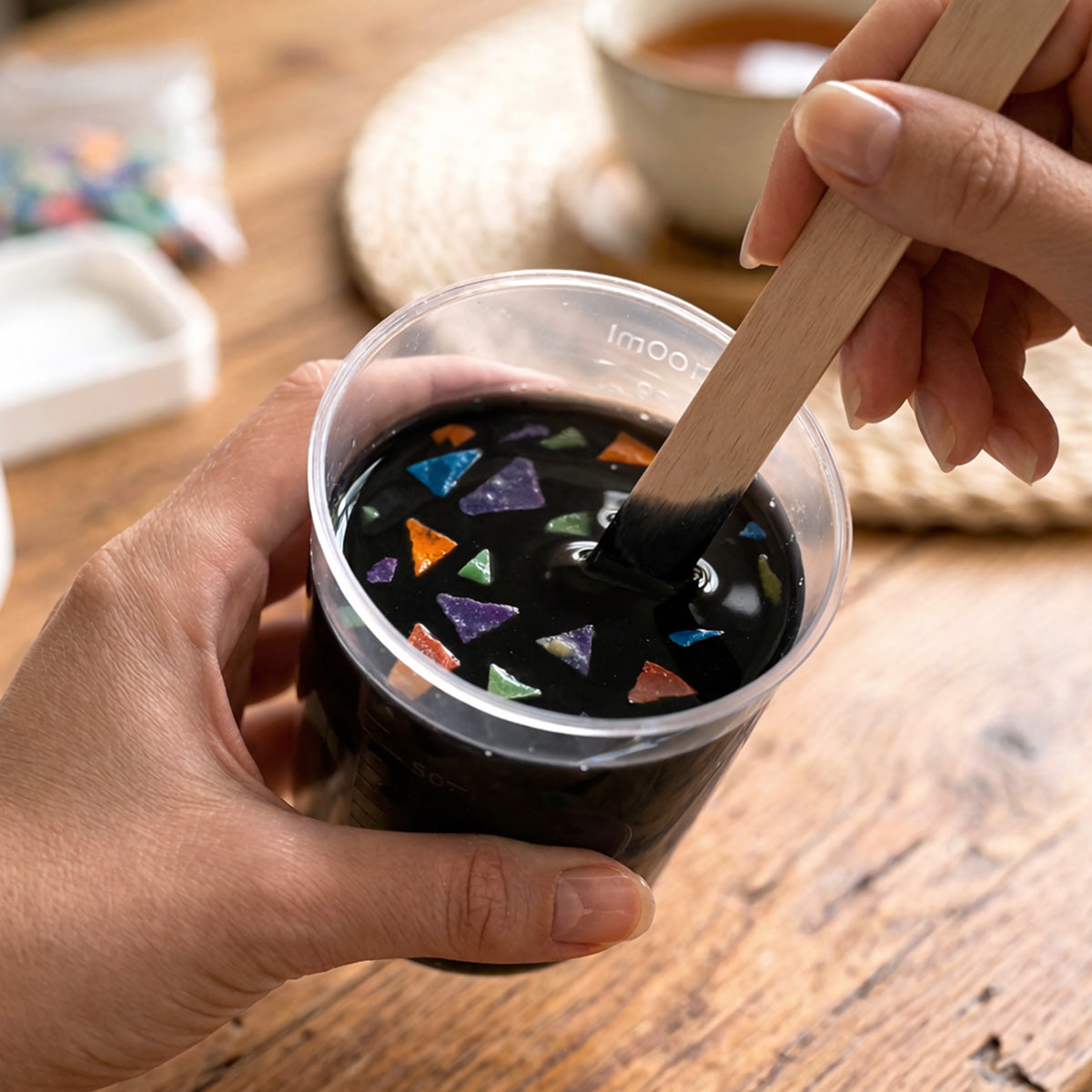 Aqua Terrazzo Kit [Lava Black]: Elegance and Unique Design with Colored Chips