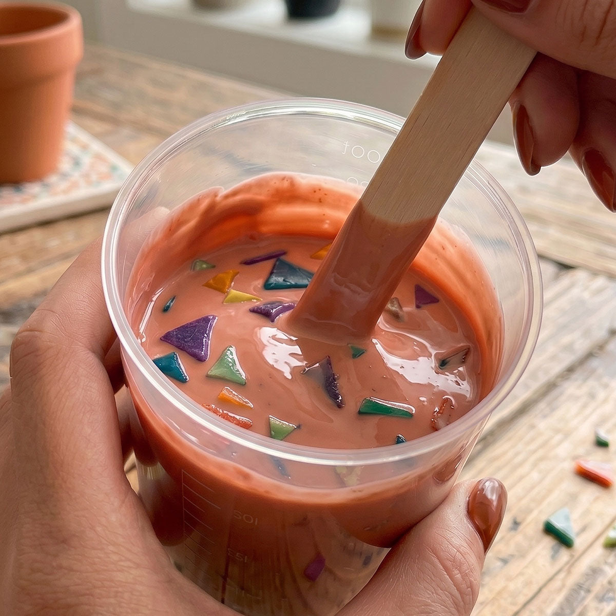 Aqua Terrazzo Kit [Terracotta Roma]: Warm and Mediterranean Design with Colored Chips