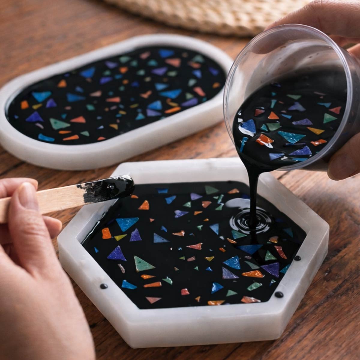 Aqua Terrazzo Kit [Lava Black]: Elegance and Unique Design with Colored Chips