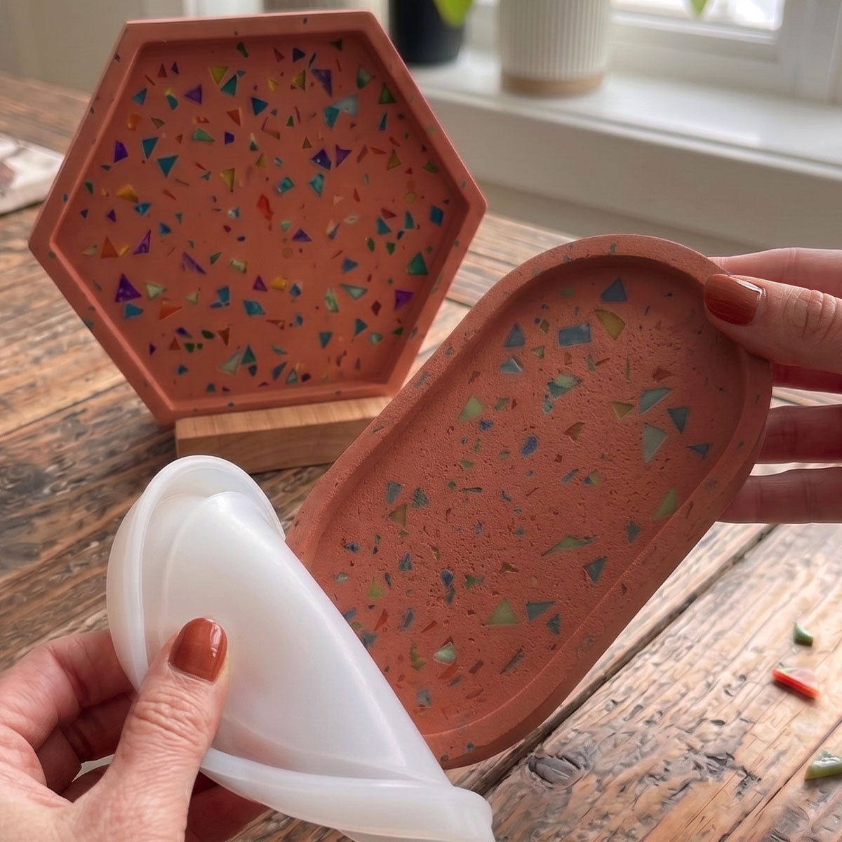 Aqua Terrazzo Kit [Terracotta Roma]: Warm and Mediterranean Design with Colored Chips