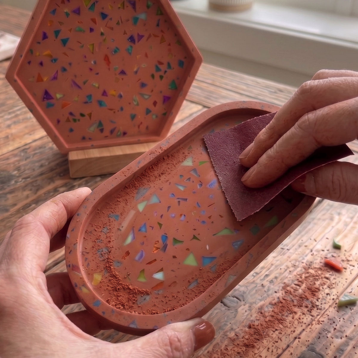 Aqua Terrazzo Kit [Terracotta Roma]: Warm and Mediterranean Design with Colored Chips