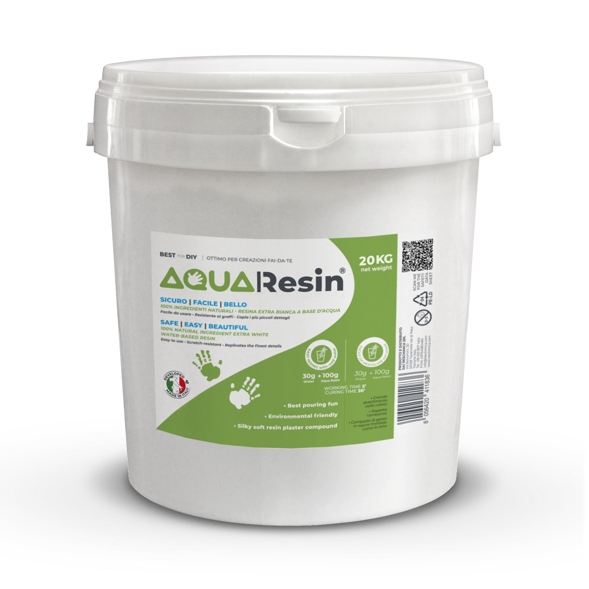 AQUA RESIN - Resina minerale in polvere bianca, naturale e a base d’acqua, atossica e sicura