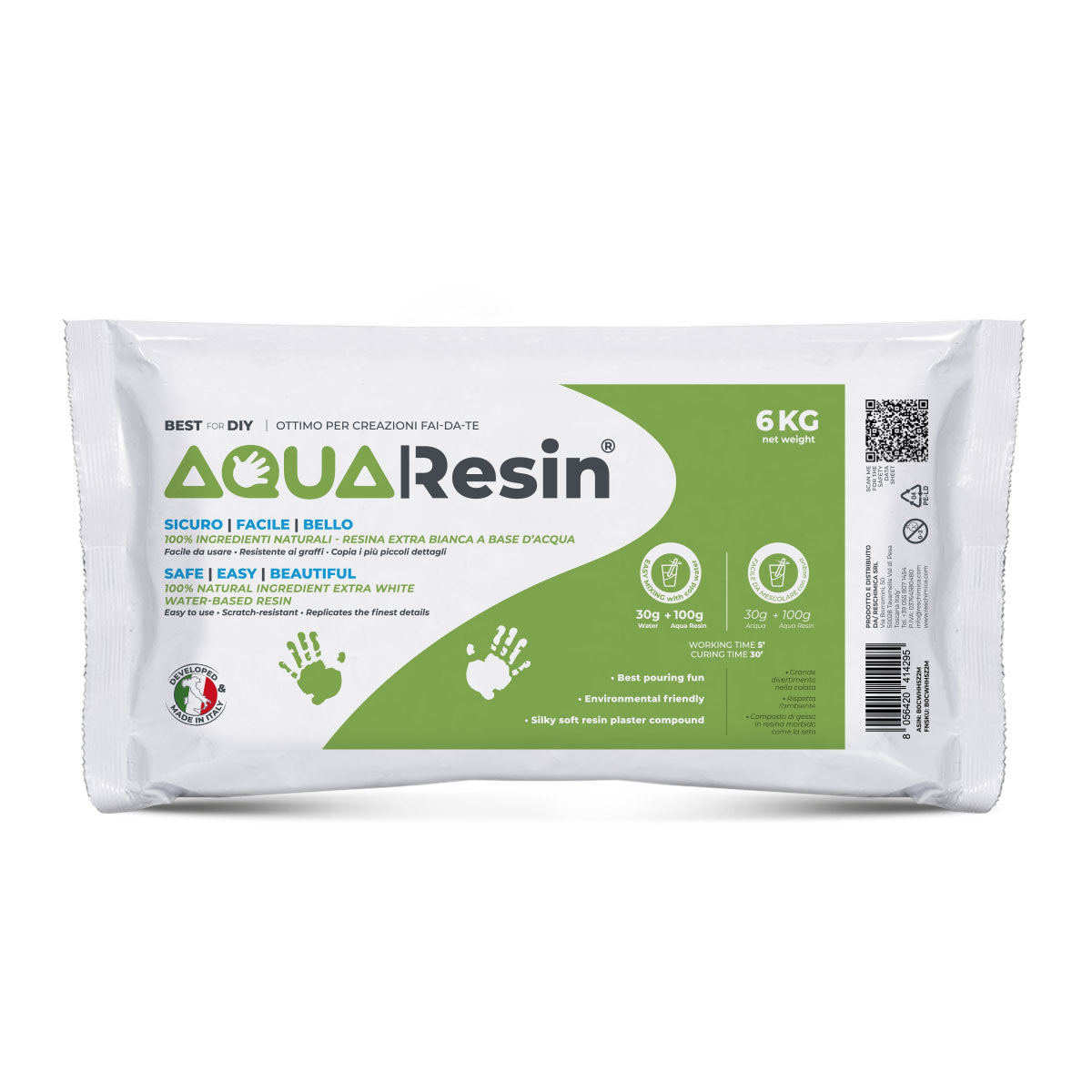AQUA RESIN - Resina minerale in polvere bianca, naturale e a base d’acqua, atossica e sicura