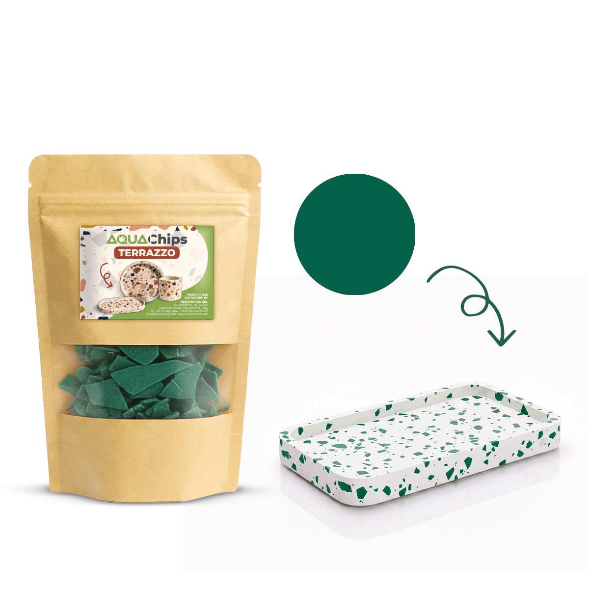 Aqua Chips – Colored Aqua Resin chips for terrazzo effect