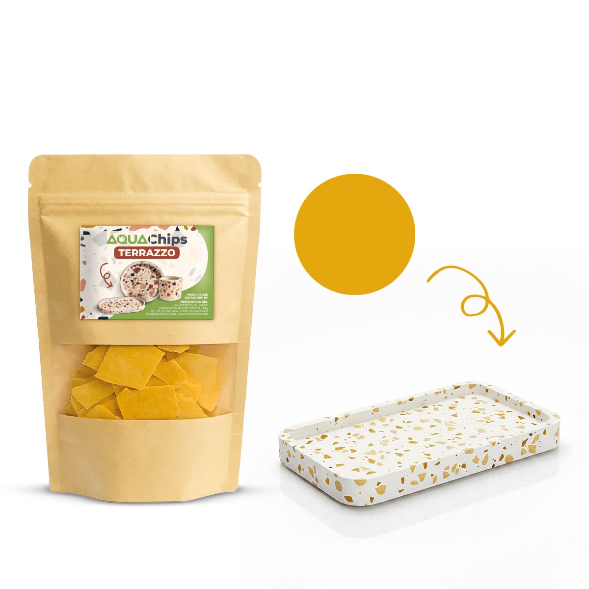 Aqua Chips – Colored Aqua Resin chips for terrazzo effect