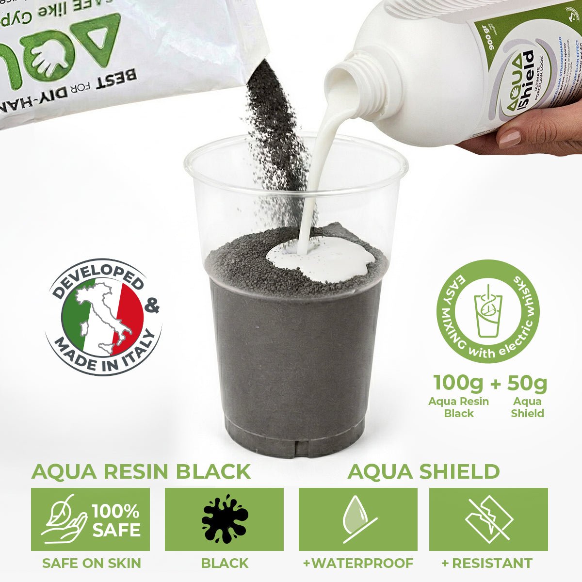 Aqua Resin Black Kit - Portacandele Swirl e candele - Aqua Resin