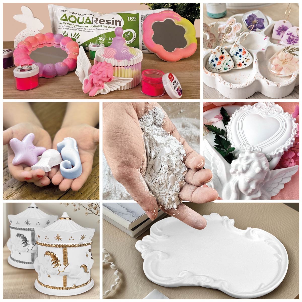 AQUA RESIN - Gesso per creatività in polvere bianchissimo, naturale, atossico e sicuro - Aqua Resin