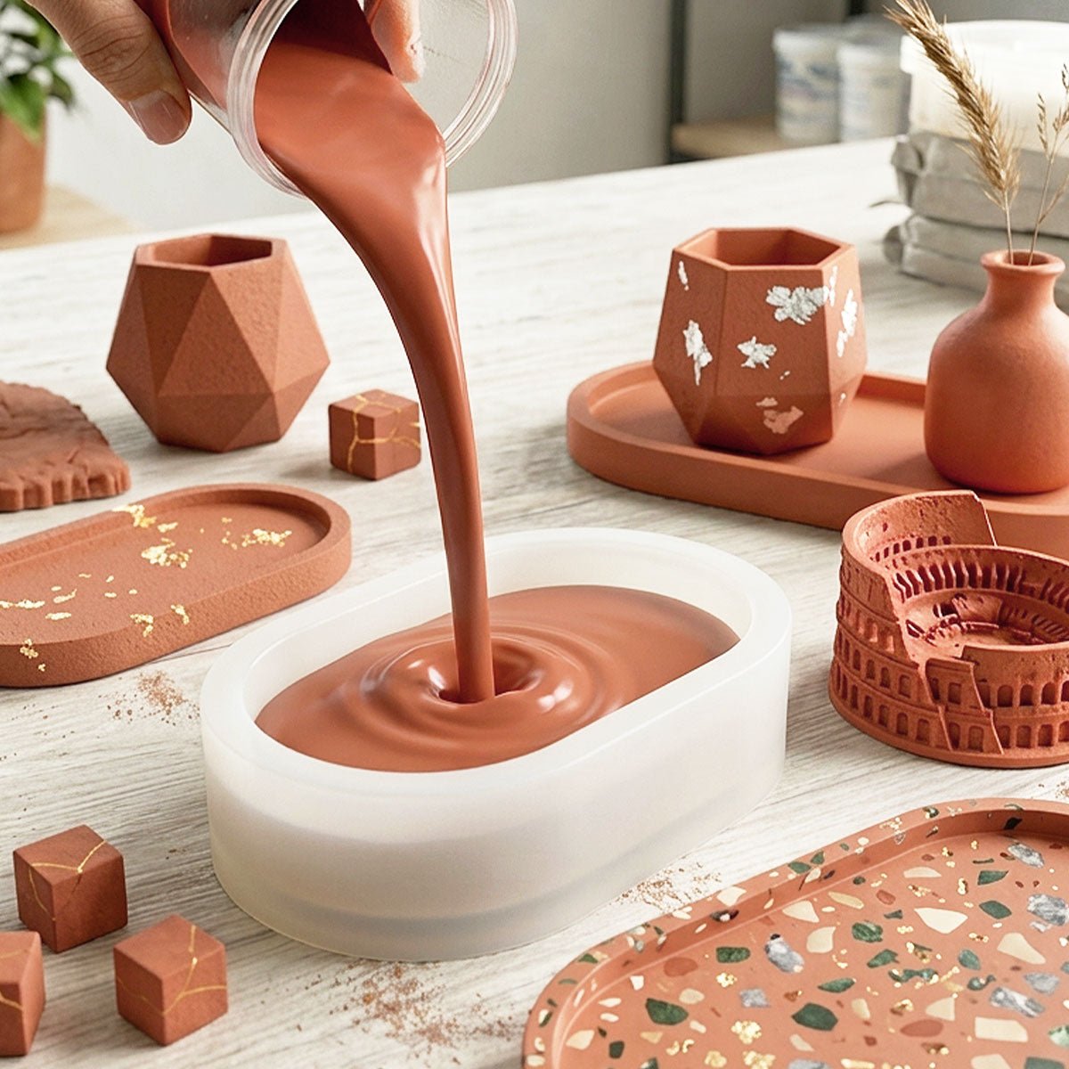 AQUA RESIN TERRACOTTA ROMA – Gesso premium color terracotta, naturale e sicuro, da colata - Aqua Resin