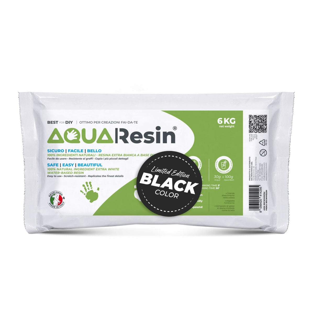 AQUA RESIN BLACK – Plaster pigmented in absolute black – natural, non-toxic and safe