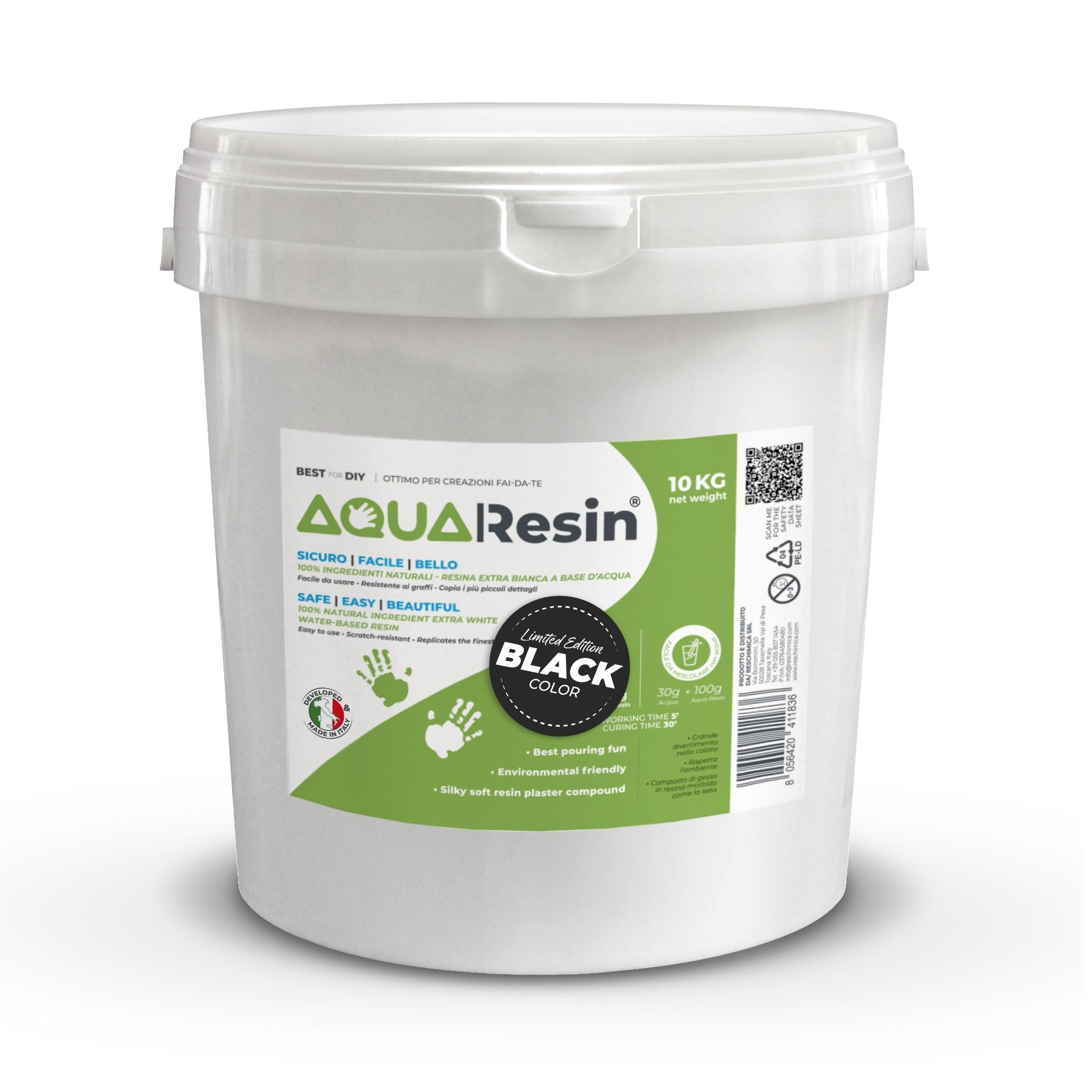 AQUA RESIN BLACK – Plaster pigmented in absolute black – natural, non-toxic and safe
