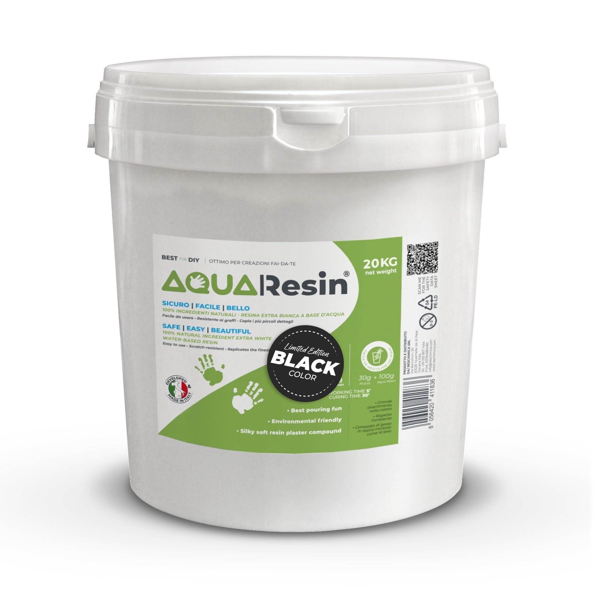 AQUA RESIN BLACK – Plaster pigmented in absolute black – natural, non-toxic and safe