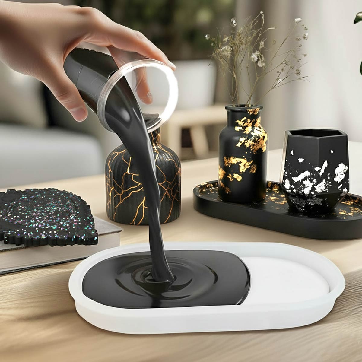 AQUA RESIN BLACK – Plaster pigmented in absolute black – natural, non-toxic and safe