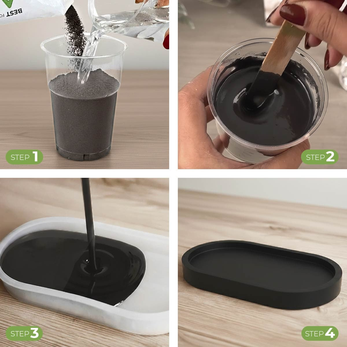 AQUA RESIN BLACK – Plaster pigmented in absolute black – natural, non-toxic and safe