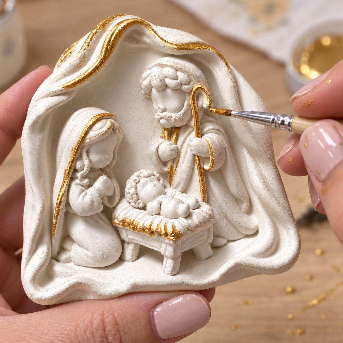 Kit Presepe Moderno – Natività 3D bianca e oro in Aqua Resin - Aqua Resin