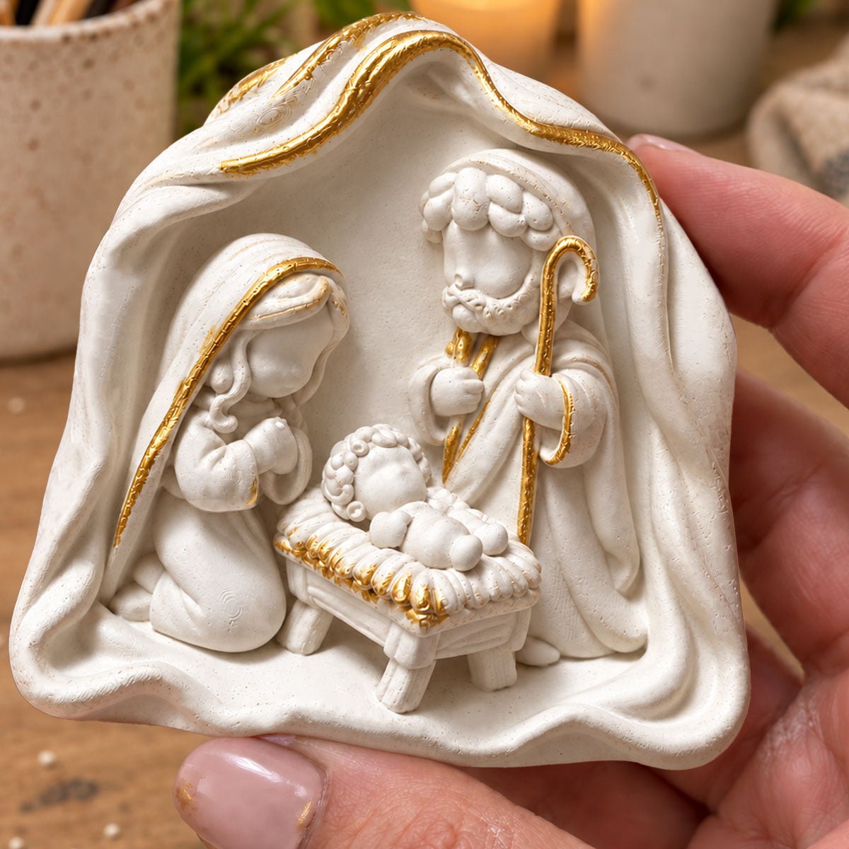 Kit Presepe Moderno – Natività 3D bianca e oro in Aqua Resin - Aqua Resin