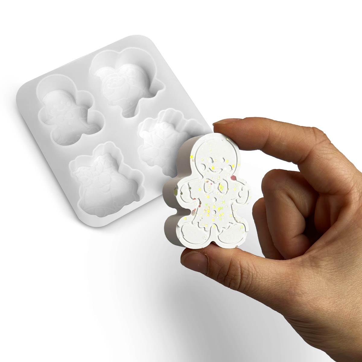 Stampo in silicone 4 Mini Candele Pan di Zenzero – Segnaposto natalizi - Aqua Resin