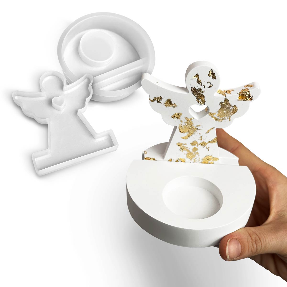 Stampo in silicone Angelo – Decorazione da appendere e portacandele natalizio - Aqua Resin