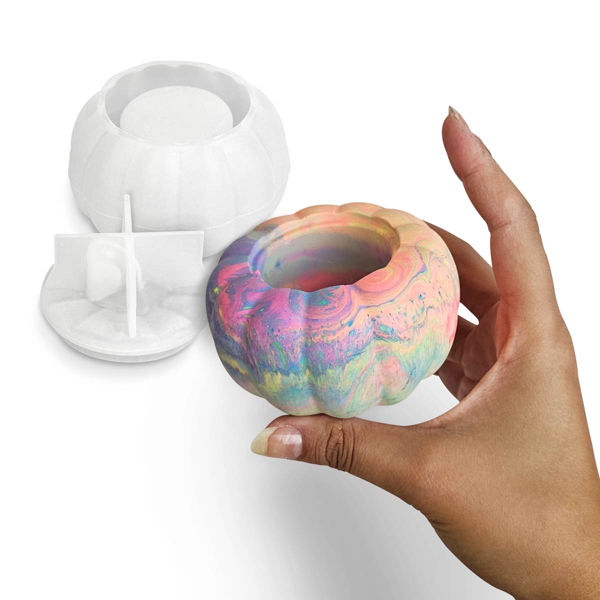 Stampo in silicone Zucca con coperchio – Contenitore e candela decorativa autunnale - Aqua Resin
